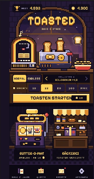 TOASTED kitchen arcade home screen