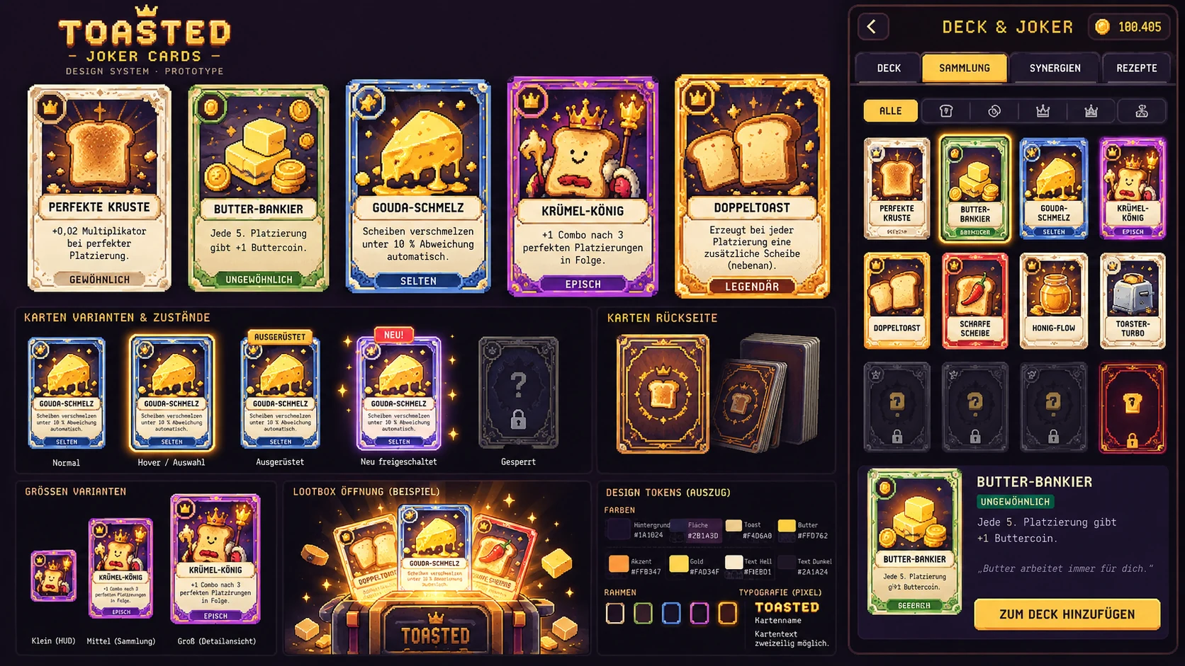 TOASTED card and Joker design system showcase